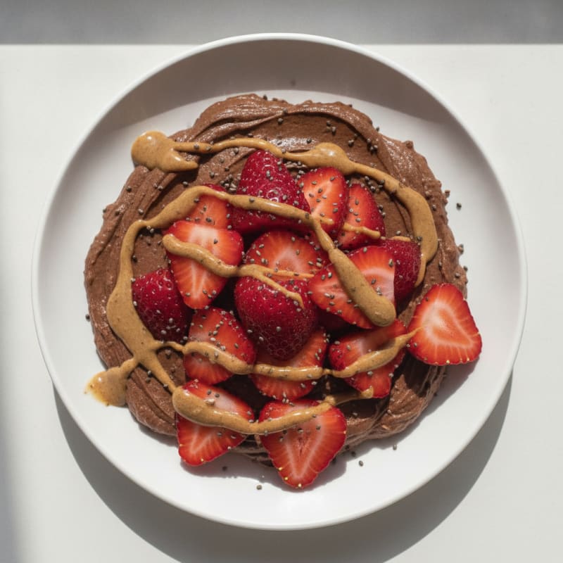 Silky Chocolate Protein Pudding with Fresh Strawberries