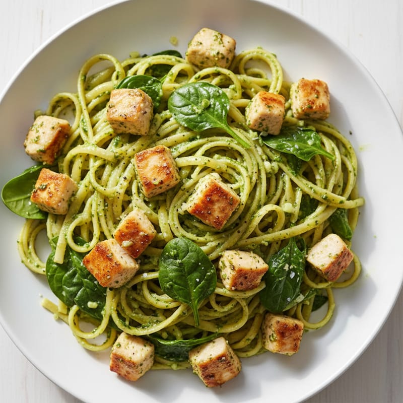 Creamy Pesto Chicken Linguine