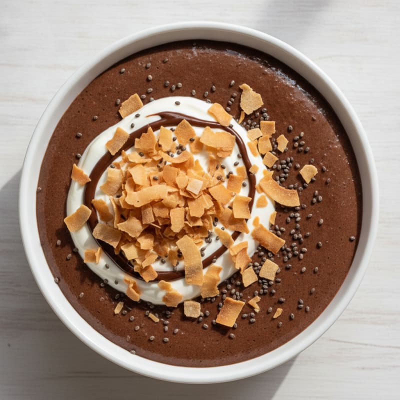 Silky Chocolate Protein Pudding with Toasted Coconut
