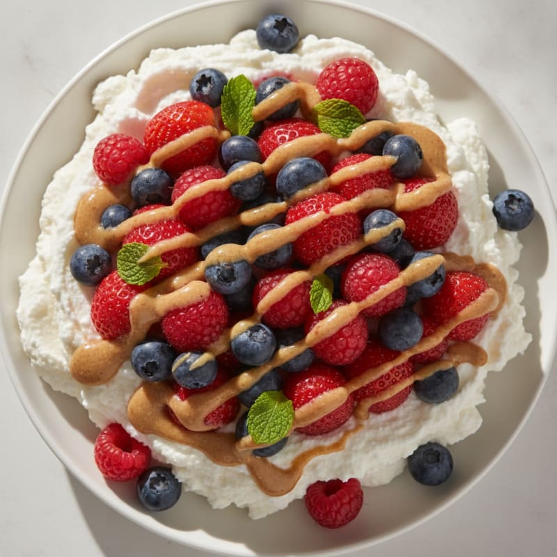 Greek Yogurt Protein Mousse with Mixed Berries