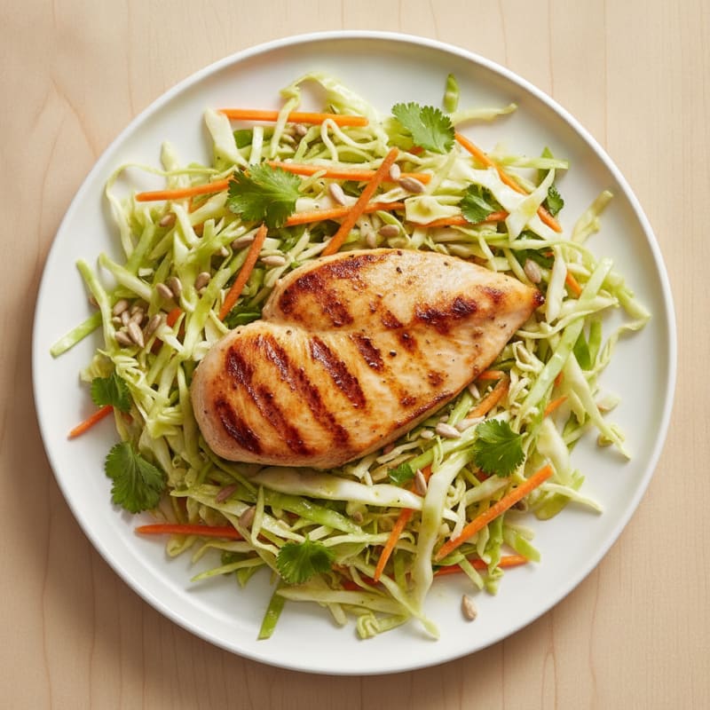 Grilled Chicken Breast with Crunchy Cabbage Slaw