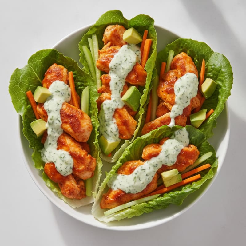 Buffalo Ranch Chicken Lettuce Wraps