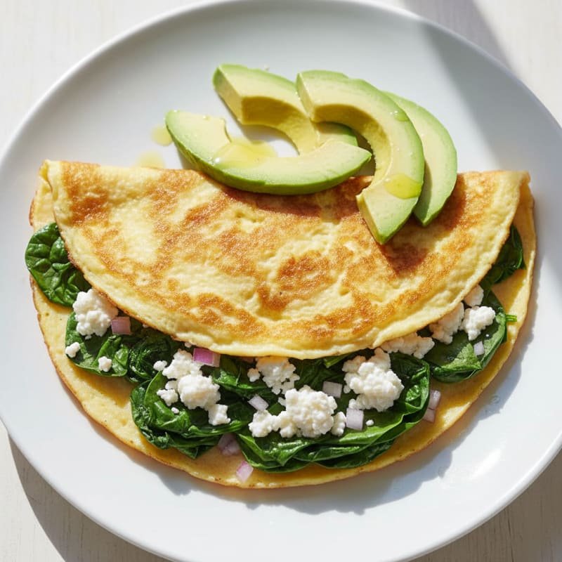 Egg White Spinach Omelette with Cottage Cheese