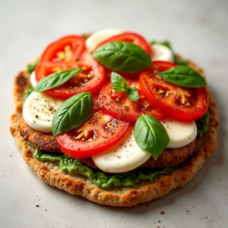 Crispy Whole Wheat Flatbread with Fresh Tomato, Basil, and Melty Mozzarella