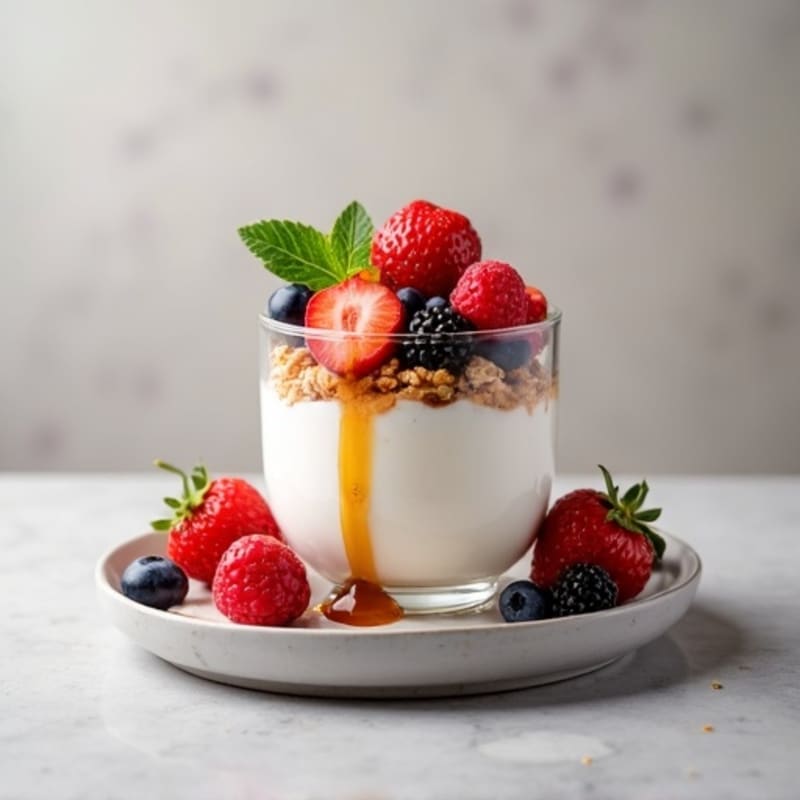 Creamy Greek Yogurt Parfait with Mixed Berries and Almond Butter