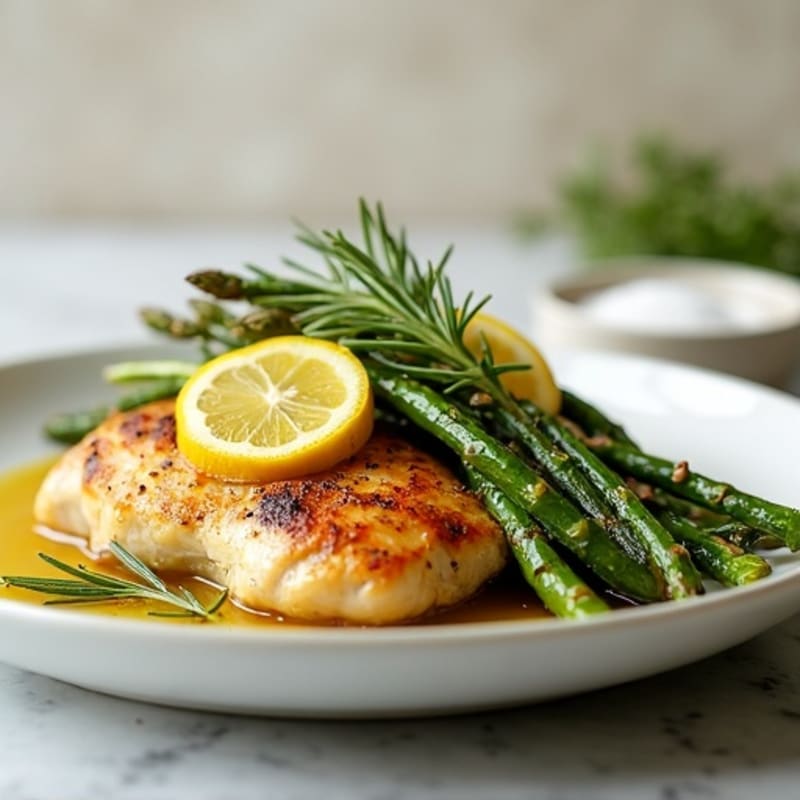 Lemon-Herb Roasted Chicken with Crispy Roasted Asparagus