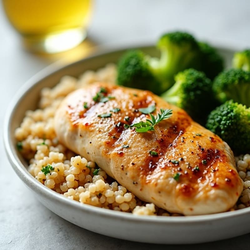 Grilled Chicken Breast with Quinoa and Steamed Broccoli
