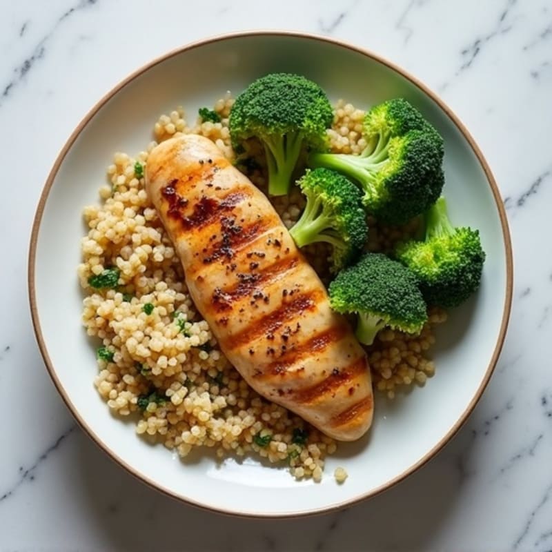 Grilled Chicken Breast with Roasted Broccoli and Quinoa