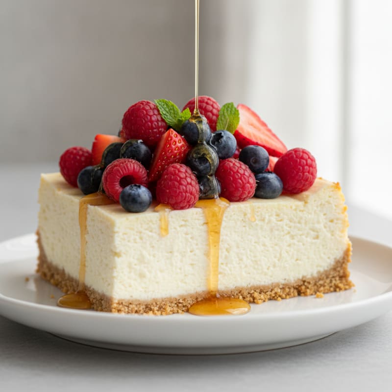 Greek Yogurt Protein Cheesecake with Fresh Berries