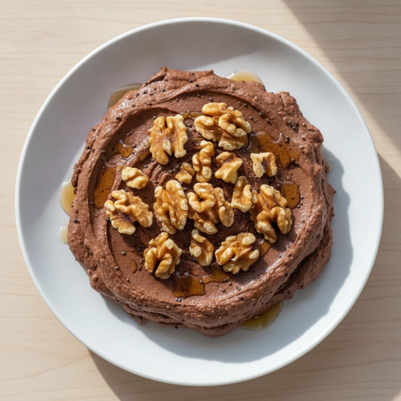 Silky Chocolate Protein Pudding with Toasted Walnuts