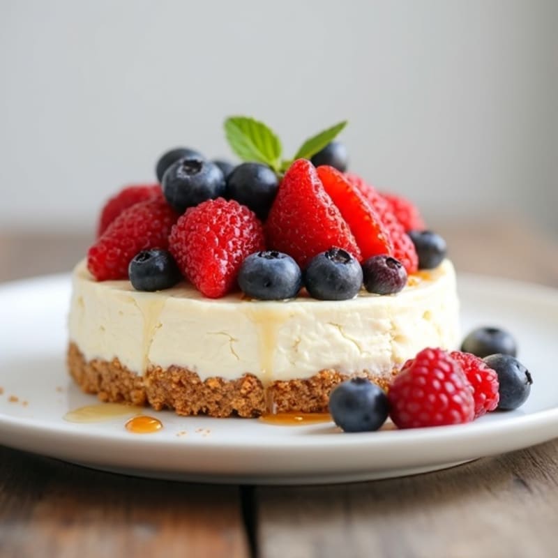 Greek Yogurt Protein Cheesecake with Fresh Berries