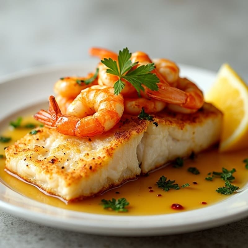Crispy Lemon Garlic Pan-Seared Fish and Shrimp