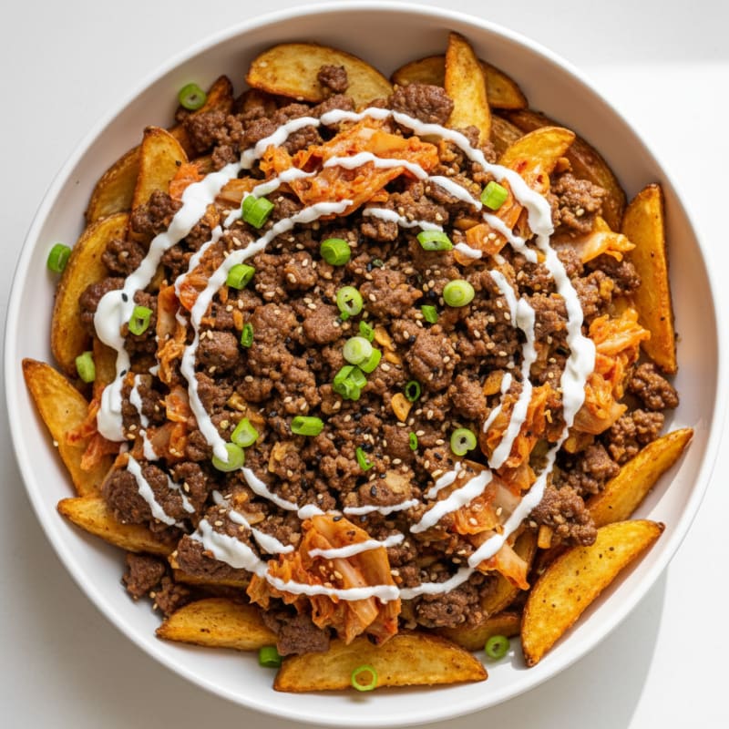 Bulgogi Beef Loaded Kimchi Fries
