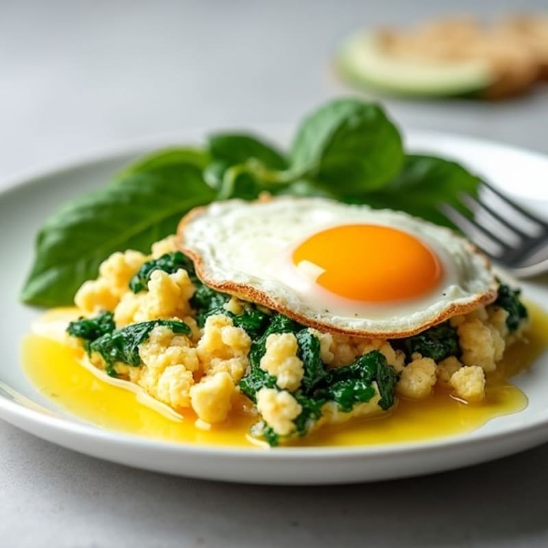 Egg White Scramble with Cottage Cheese and Spinach