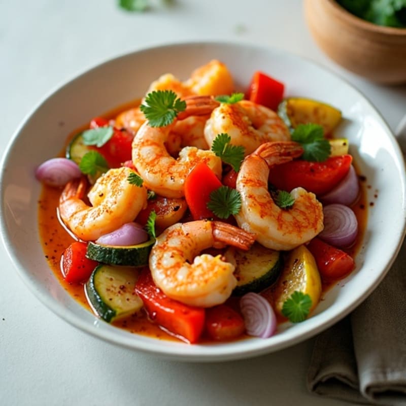 Cajun Spiced Shrimp and Roasted Vegetable Medley