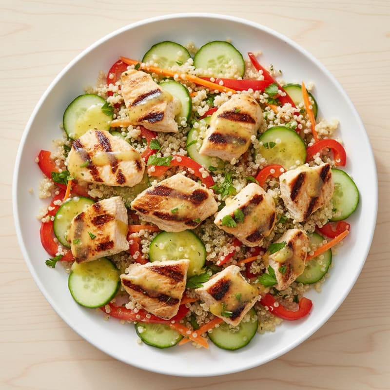Grilled Chicken and Quinoa Salad with Crunchy Vegetables