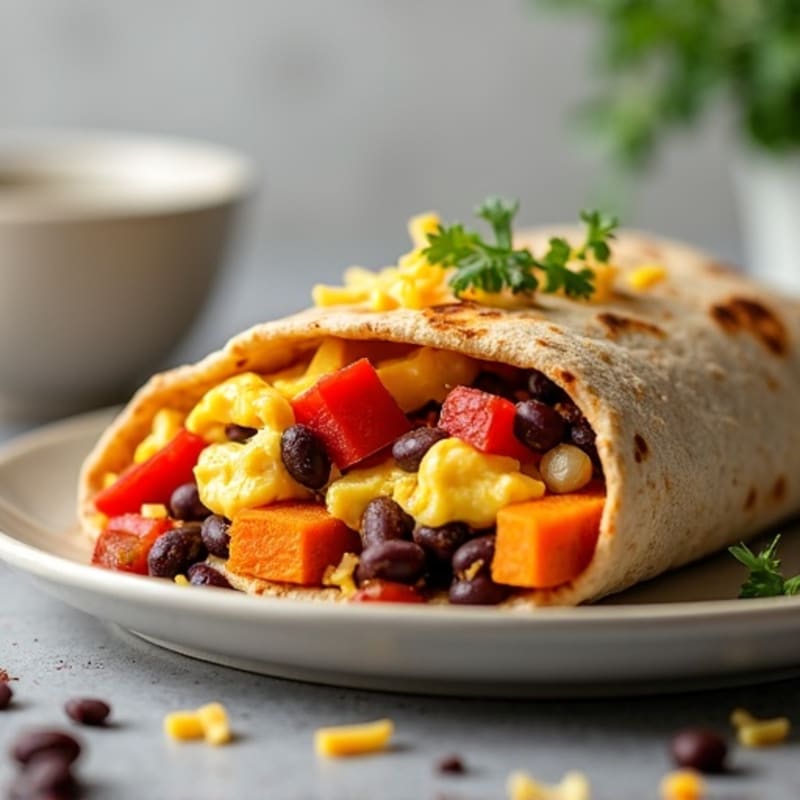 Protein-Packed Sweet Potato Black Bean Breakfast Burrito