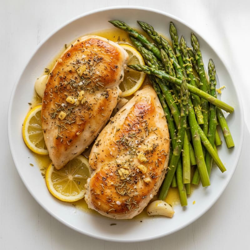 Lemon Herb Roasted Chicken with Asparagus
