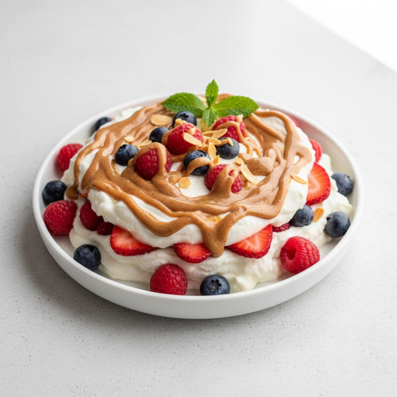 Greek Yogurt Protein Parfait with Mixed Berries and Almond Butter