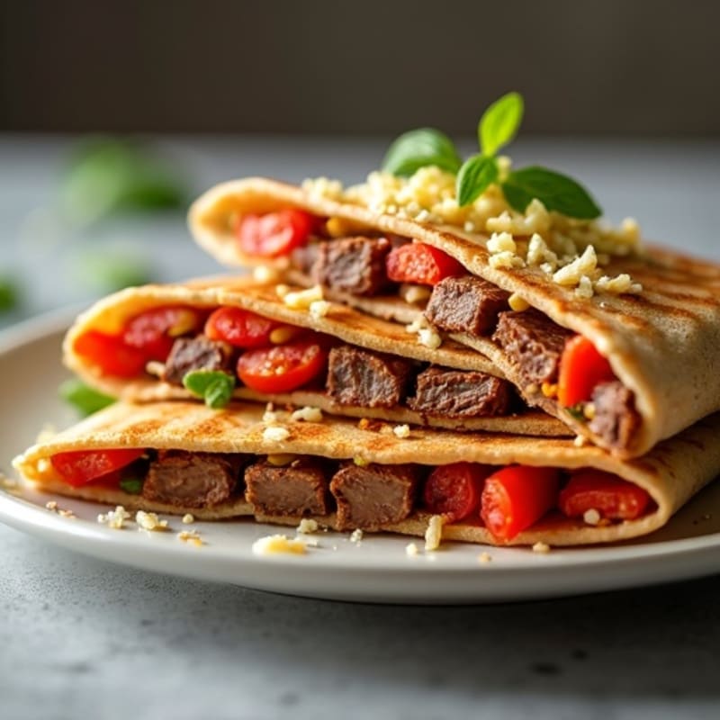 Crispy Whole Wheat Steak and Bell Pepper Quesadillas