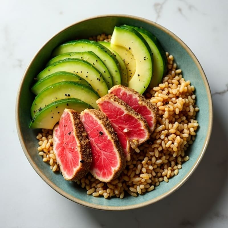Fresh Seared Tuna and Avocado Rice Bowl