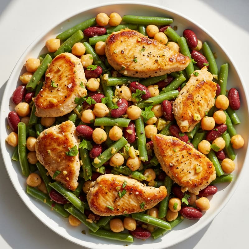 Hearty Three-Bean Salad with Lemon-Herb Vinaigrette