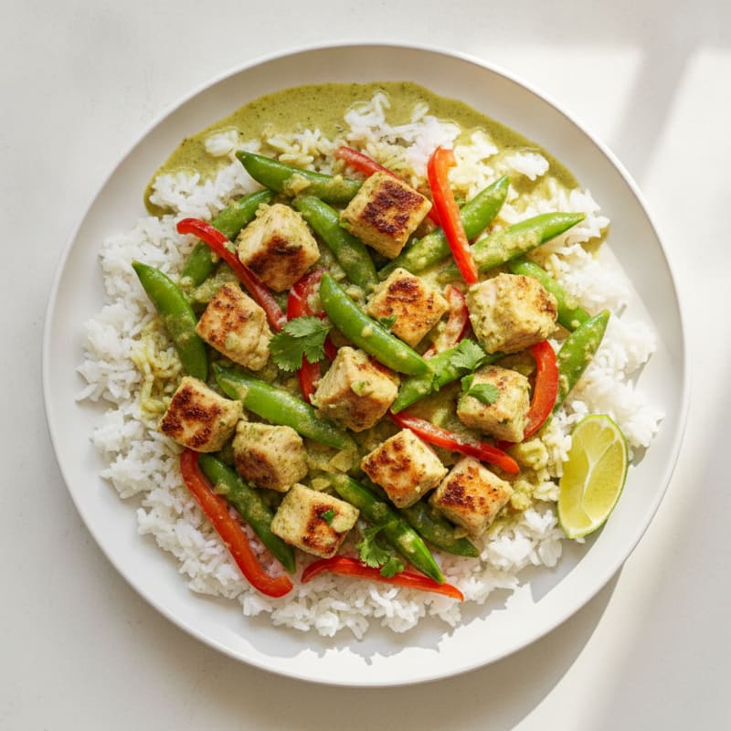 Green Curry Chicken with Coconut Rice