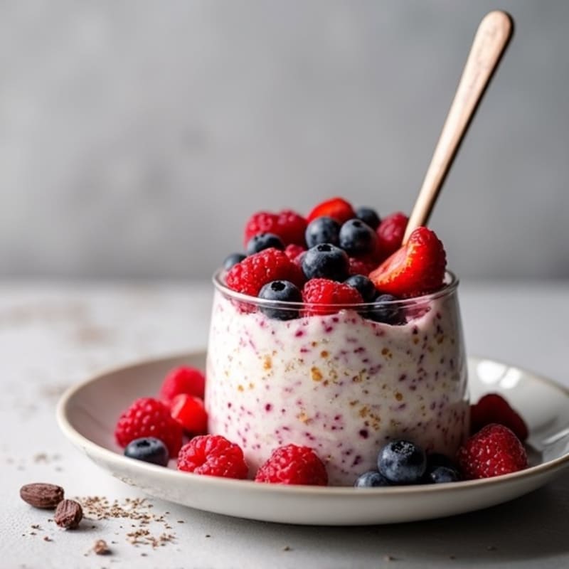 High-Protein Creamy Berry Overnight Oats