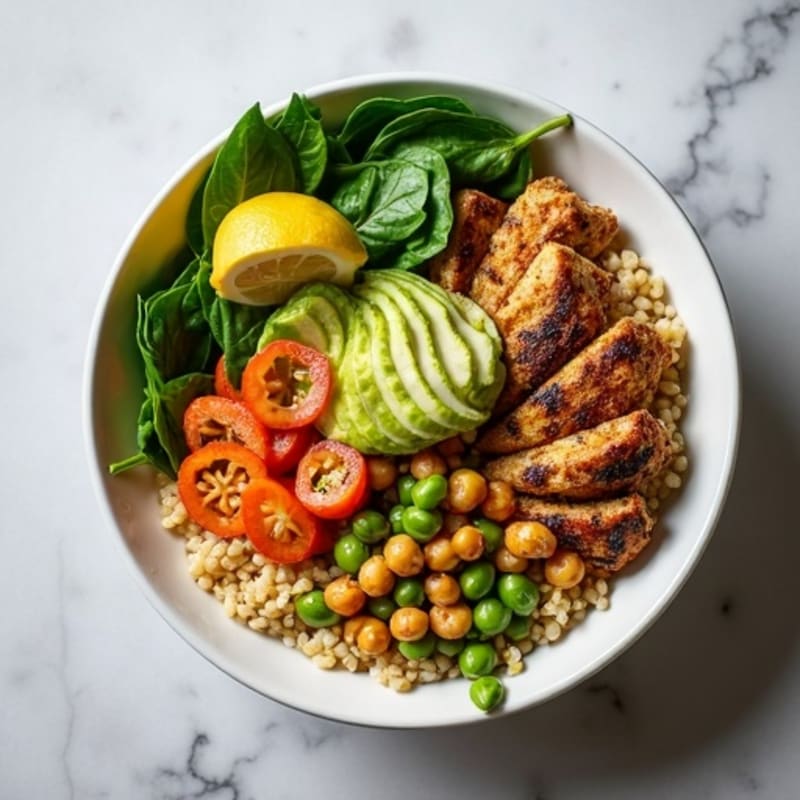 Crispy Roasted Chickpea Buddha Bowl with Creamy Lemon Tahini Dressing