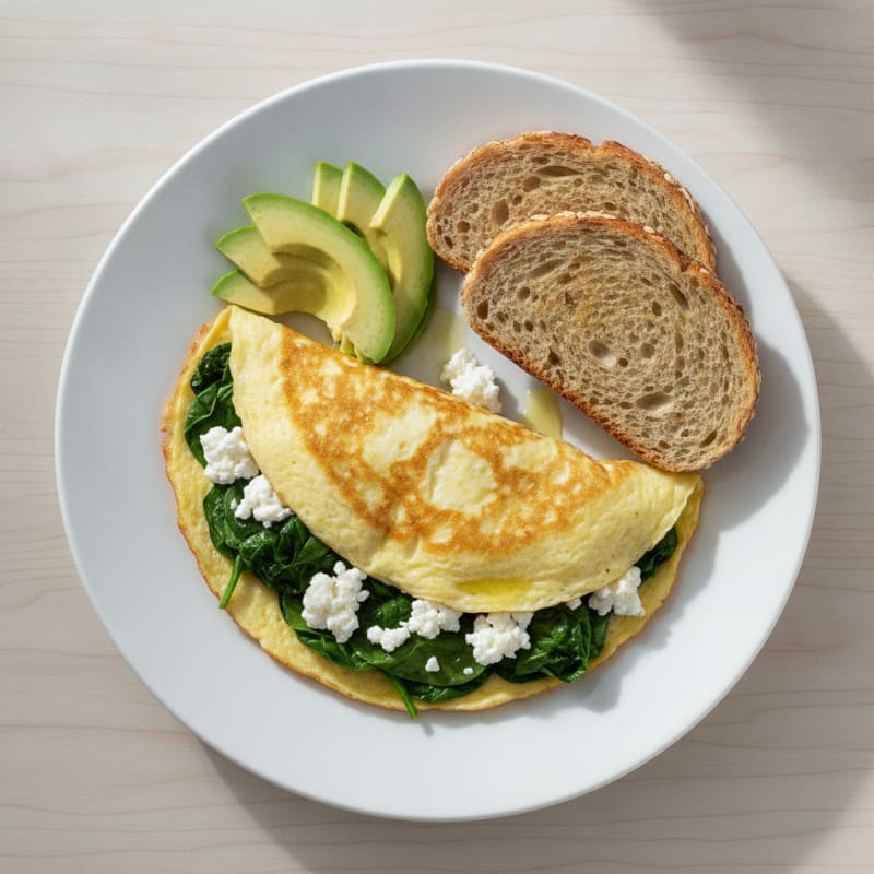 Egg White Spinach Omelette with Cottage Cheese