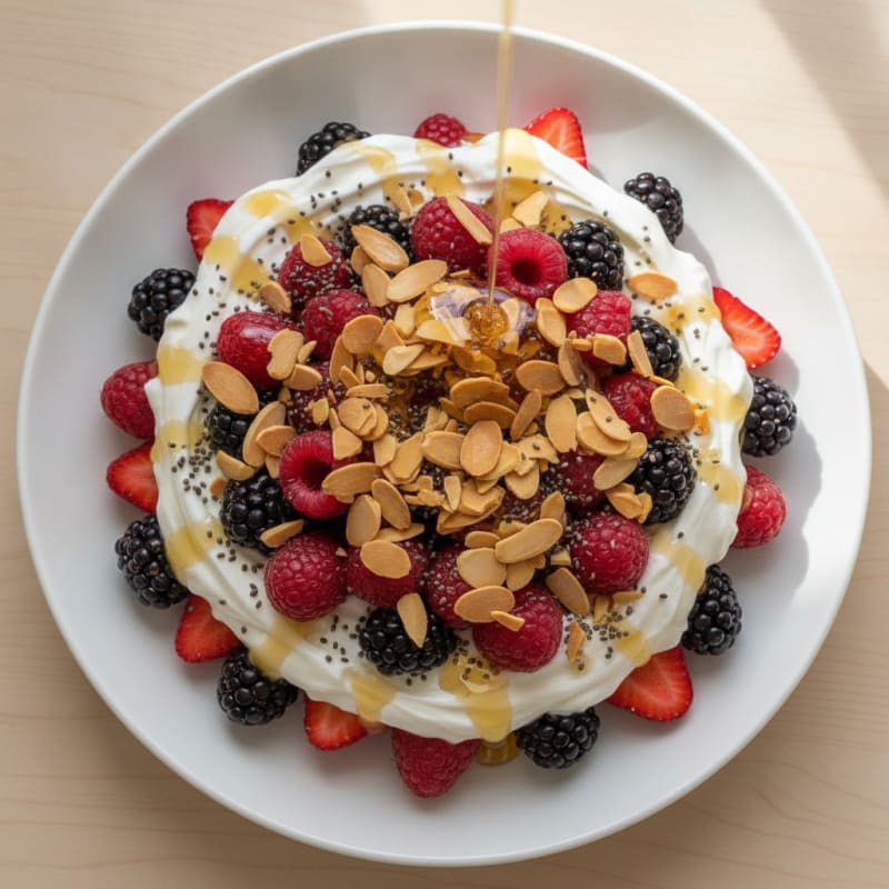 Greek Yogurt Protein Parfait with Berries and Almonds