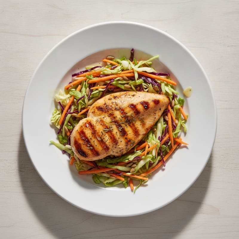 Grilled Chicken Breast with Crunchy Cabbage Slaw
