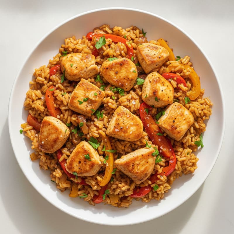 Chicken and Bell Pepper Rice Skillet