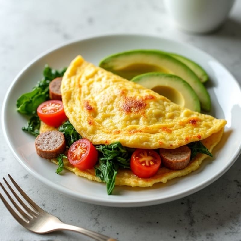 Egg White Veggie Omelette with Turkey Sausage