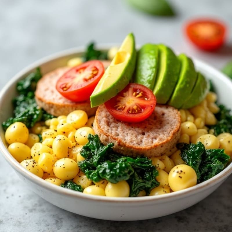 Egg White Scramble with Turkey Sausage and Spinach