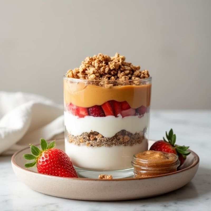 Greek Yogurt Protein Parfait with Almond Butter and Chia Seeds