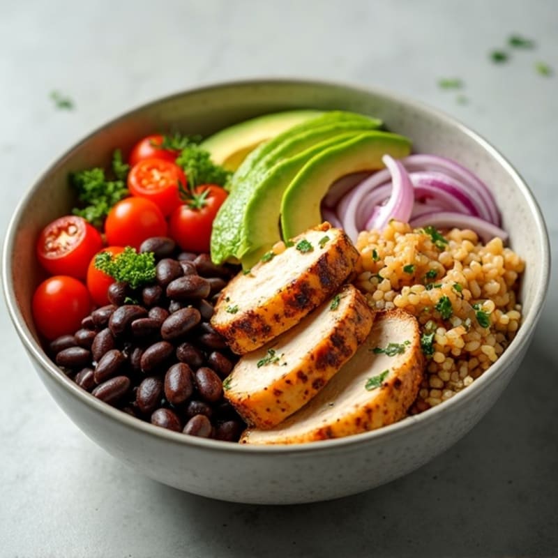 Hearty Black Bean and Brown Rice Bowl with Fresh Avocado