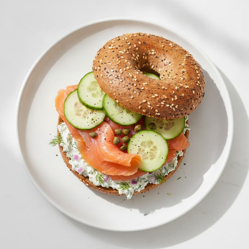 Smoked Salmon Everything Bagel Sandwich