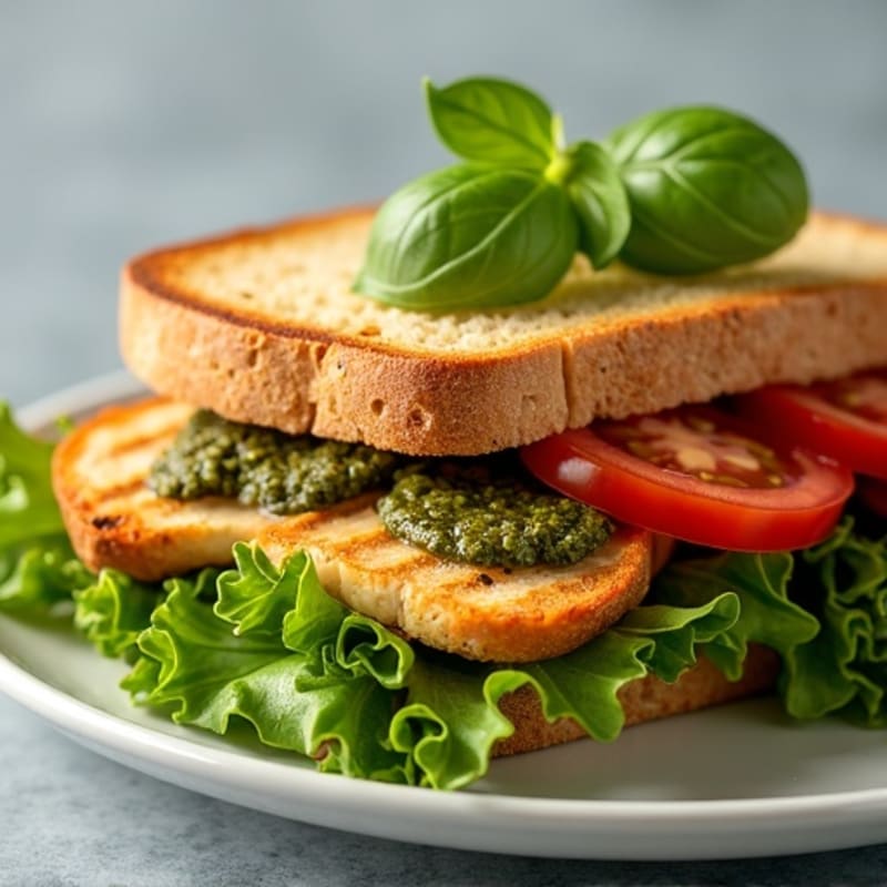 Grilled Chicken Pesto Sandwich with Fresh Greens