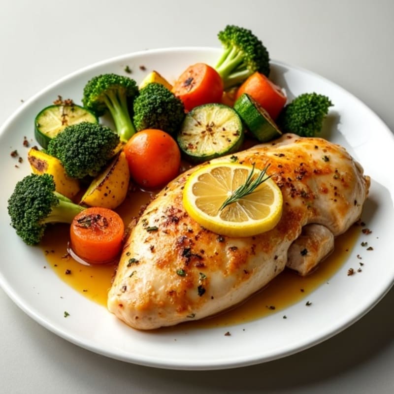 Crispy Lemon-Herb Baked Chicken with Roasted Vegetables