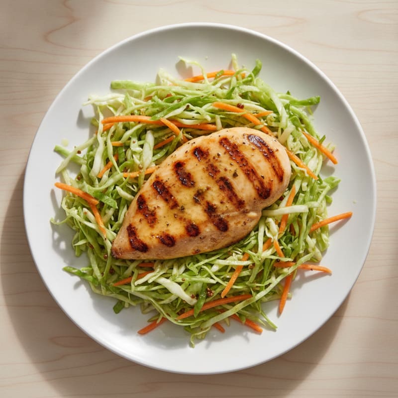 Grilled Chicken Breast with Crunchy Cabbage Slaw