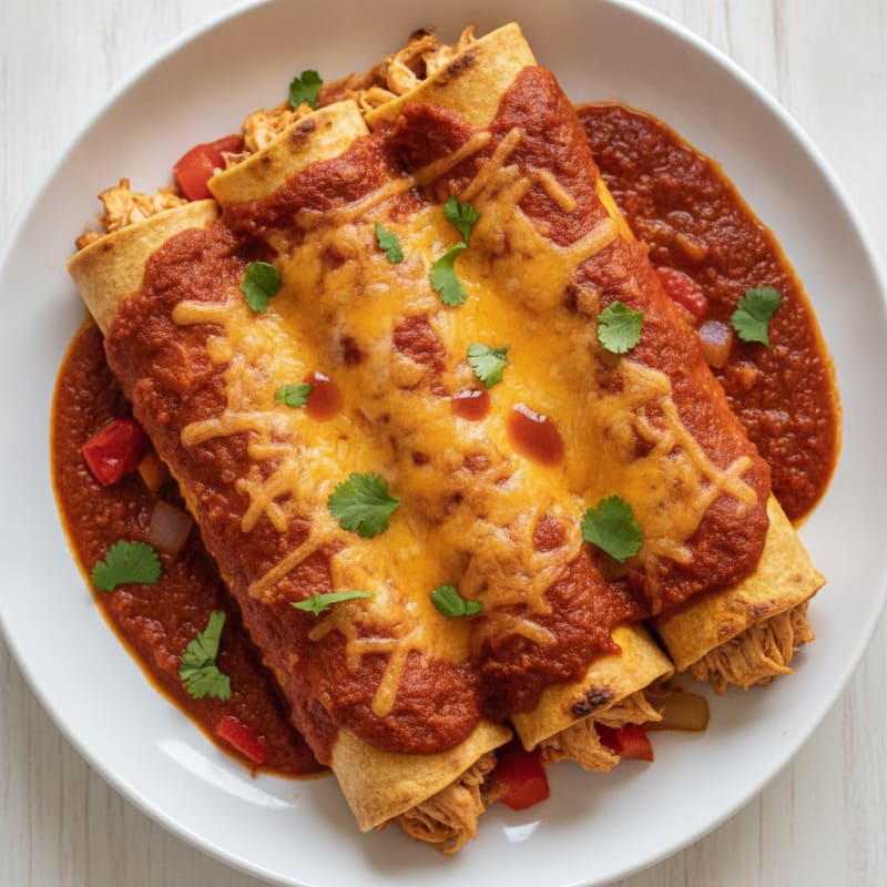 Chicken Enchiladas with Red Chili Sauce