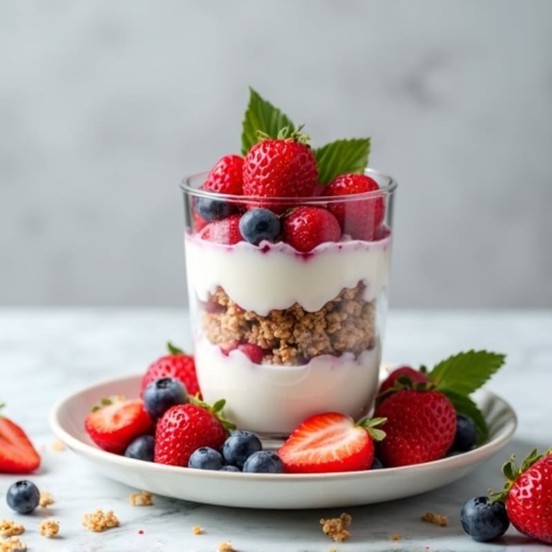 Greek Yogurt and Whey Protein Parfait with Berries