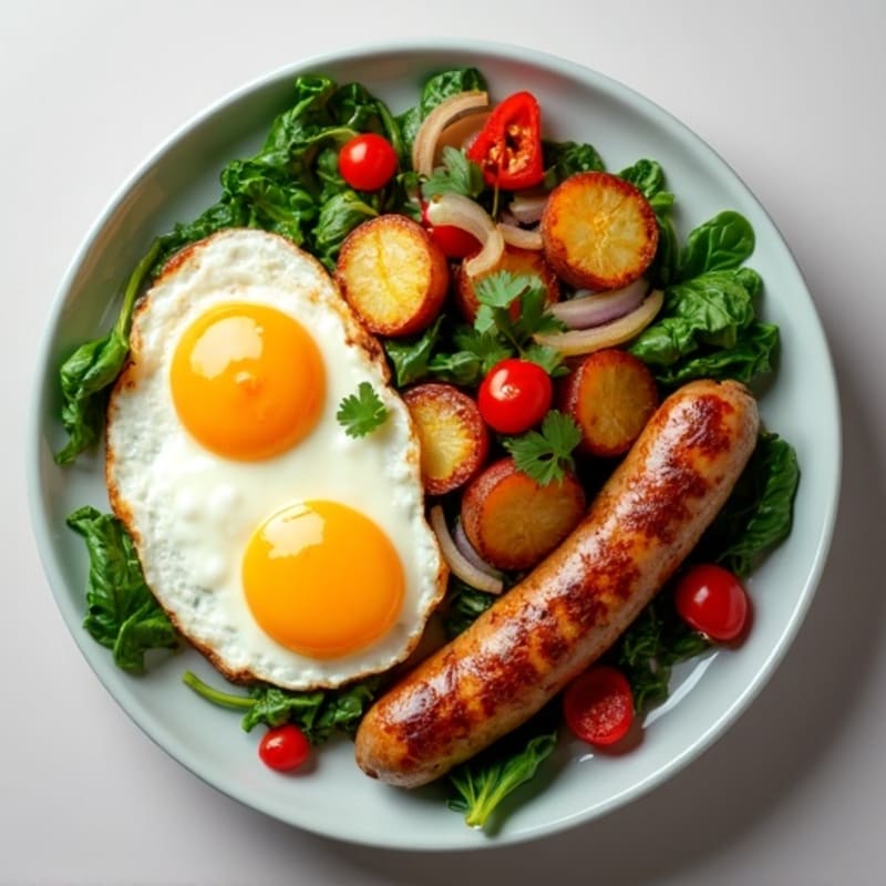 Hearty Egg and Crispy Potato Skillet with Fresh Vegetables
