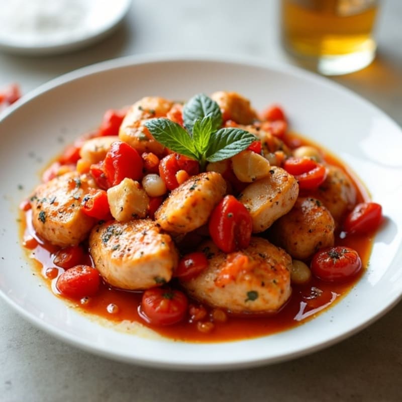 Healthy Braised Chicken with Bell Peppers and Tomato Sauce