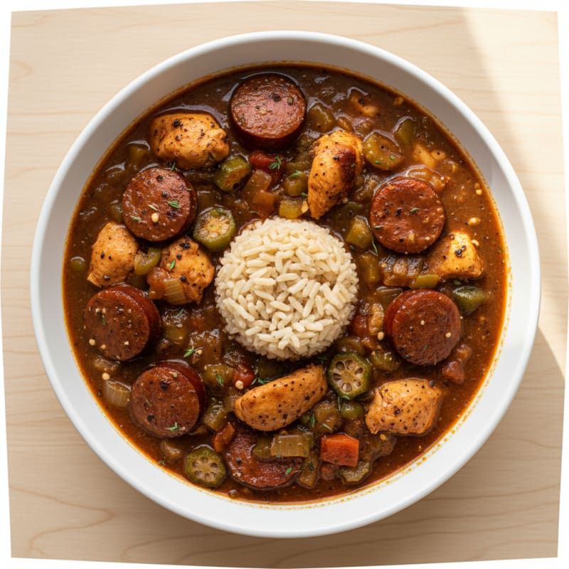 Smoky Creole Chicken and Sausage Gumbo