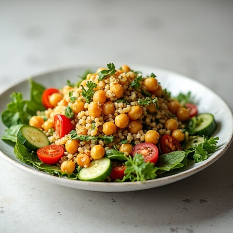 Crispy Chickpea and Quinoa Salad with Lemon-Tahini Dressing