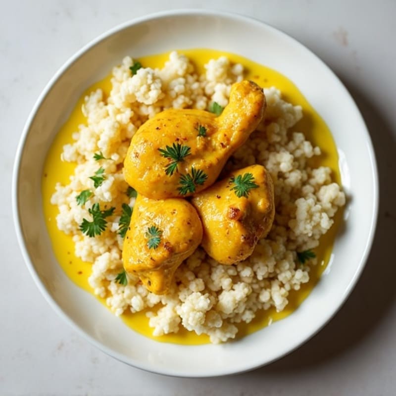 Creamy Coconut Turmeric Chicken with Cauliflower Rice