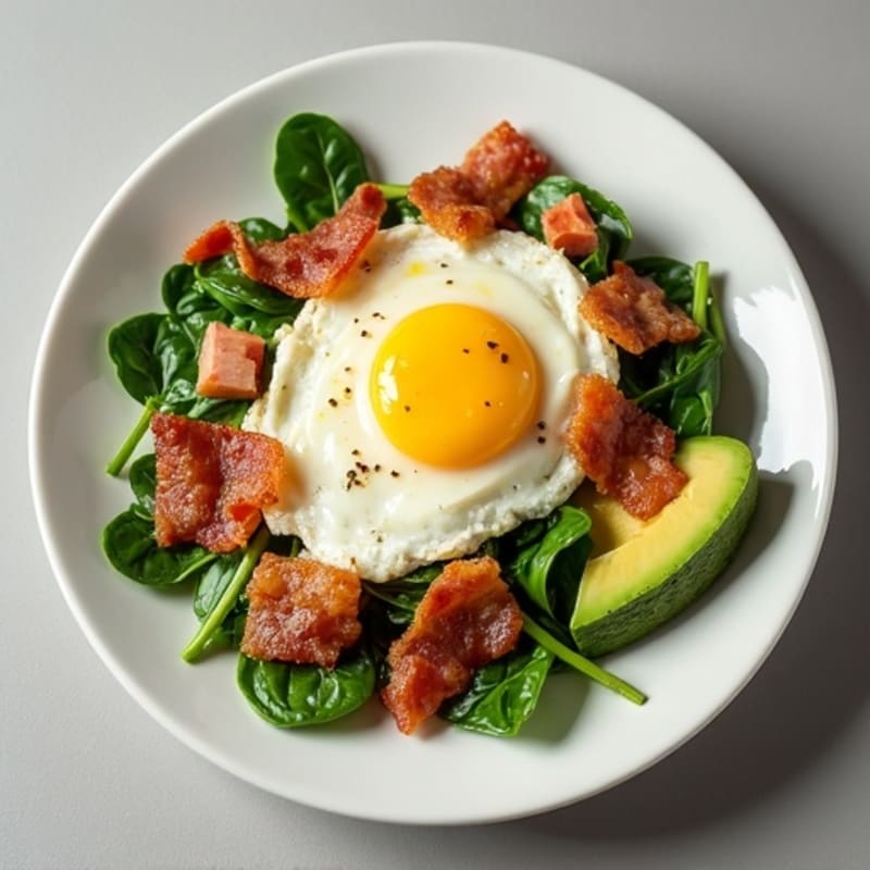 Cottage Cheese Scramble with Spinach and Turkey Bacon