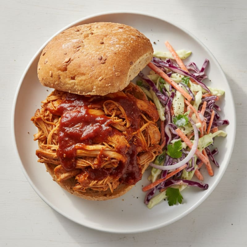 BBQ Pulled Chicken Sandwich with Coleslaw